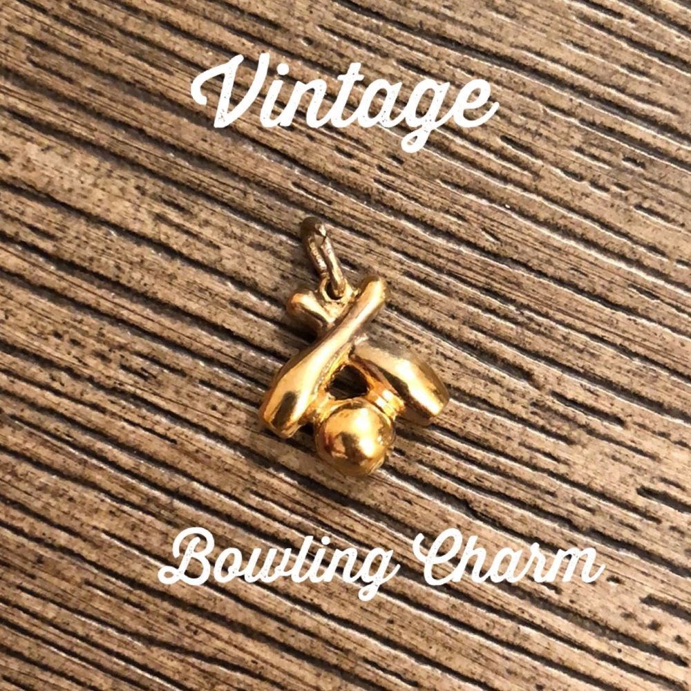 Vintage Bowling Charm Bracelet Pendant Pins & Ball